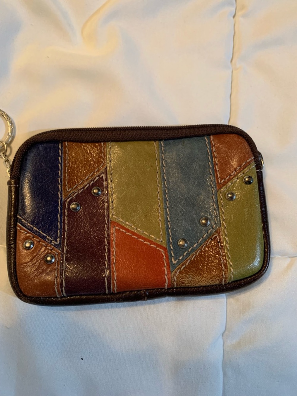Multi-Color Fossil Leather Patchwork Wristlet Wallet